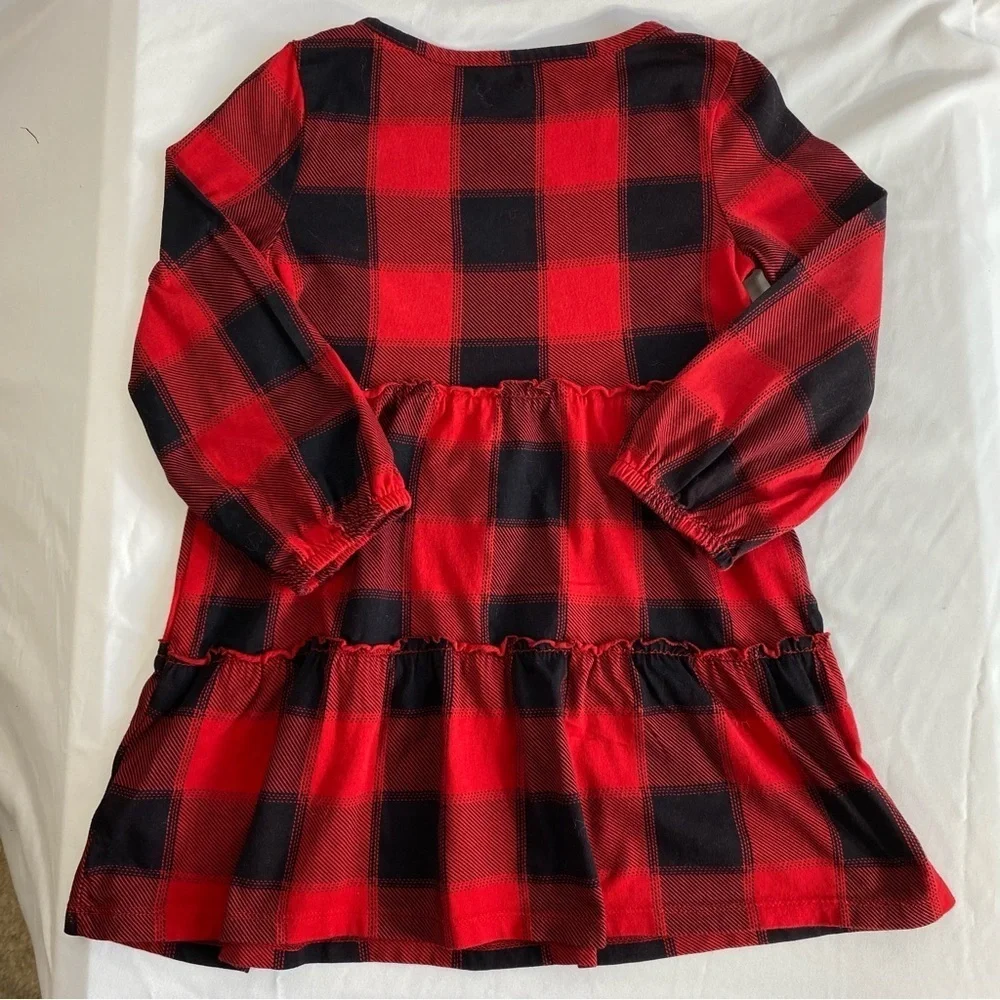 Old Navy Red Buffalo Check Plaid Tiered Ruffled Dress
